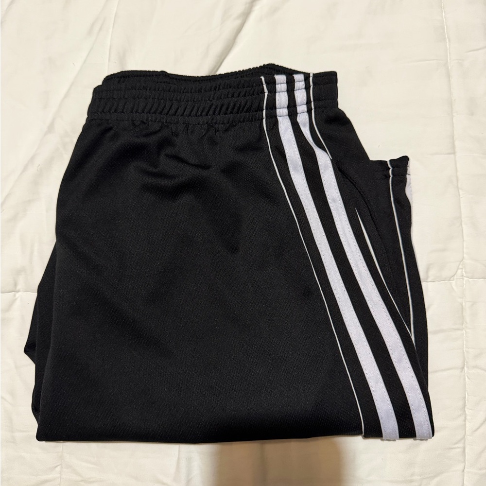 adidas Black Athletic Shorts with White Stripes